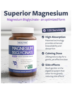 Cápsulas de Bisglicinato de Magnesio 200mg Healths Harmony - 120 Unidades 2