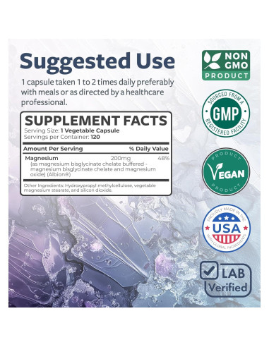 Cápsulas de Bisglicinato de Magnesio 200mg Healths Harmony - 120 Unidades