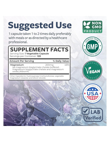 Cápsulas de Bisglicinato de Magnesio 200mg Healths Harmony - 120 Unidades