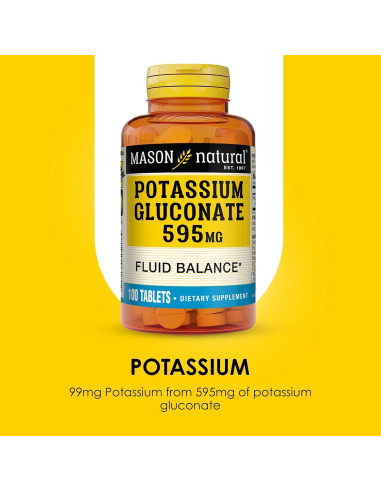 Suplemento Gluconato de Potasio Mason Natural 595 mg 300 Tabletas
