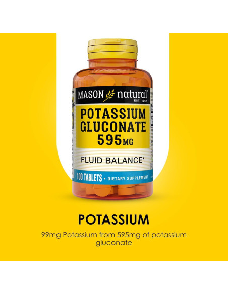 Suplemento Gluconato de Potasio Mason Natural 595 mg 300 Tabletas Suplemento Gluconato de Potasio Mason Natural 595 mg 300 Tabletas