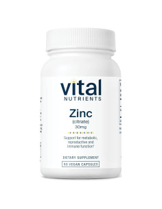 Citrato de Zinc 30mg Vital Nutrients - Suplemento Vegano 90 Cápsulas