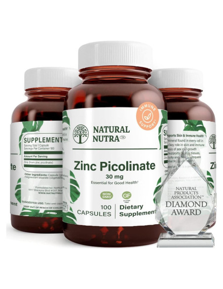 Zinc Picolinate Natural Nutra 30 mg 100 Cápsulas Suplemento Zinc Picolinate Natural Nutra 30 mg 100 Cápsulas Suplemento