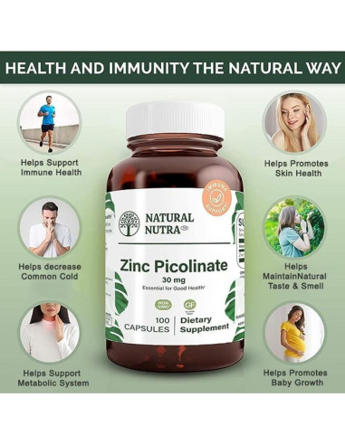 Zinc Picolinate Natural Nutra 30 mg 100 Cápsulas Suplemento
