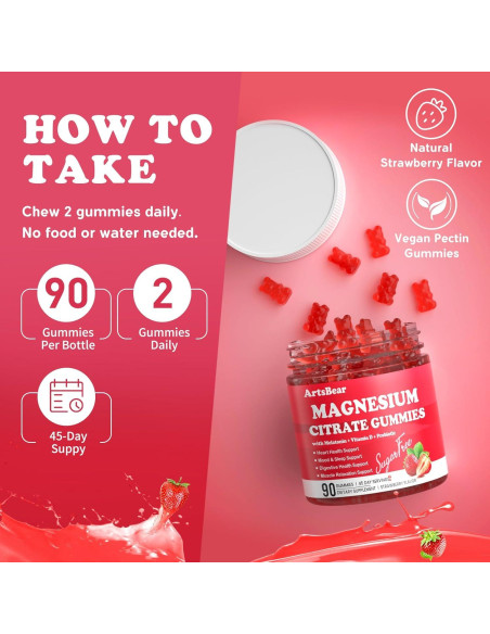 Gomitas de Citrato de Magnesio 400mg ArtsBear - 90 Unidades Gomitas de Citrato de Magnesio 400mg ArtsBear - 90 Unidades