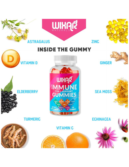 Gomitas Inmunológicas Wixar Naturals 9 en 1 - 60 Unidades