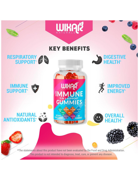 Gomitas Inmunológicas Wixar Naturals 9 en 1 - 60 Unidades