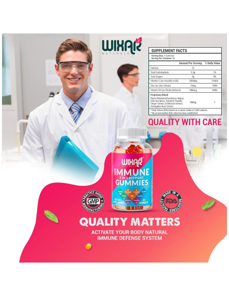 Gomitas Inmunológicas Wixar Naturals 9 en 1 - 60 Unidades