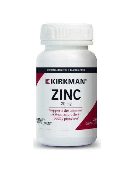 Kirkman Zinc 20mg 250 Cápsulas Hipoalergénicas Alta Absorción