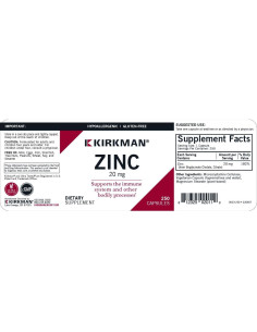 Kirkman Zinc 20mg 250 Cápsulas Hipoalergénicas Alta Absorción 2