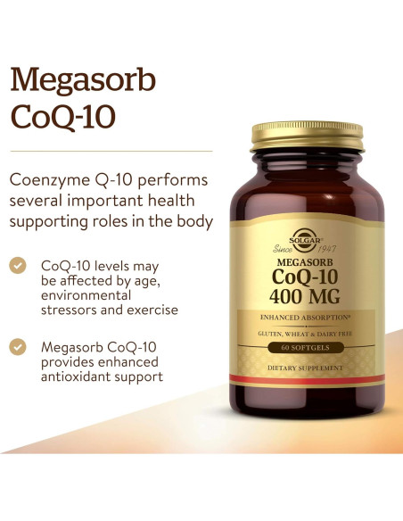 Solgar Megasorb CoQ-10 400 mg 60 Softgels - Suplemento Salud Corazón