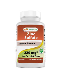 Sulfato de Zinc 220 mg Mejores Naturales 120 Tabletas Sin Gluten