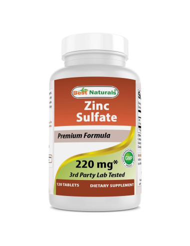Sulfato de Zinc 220 mg Mejores Naturales 120 Tabletas Sin Gluten