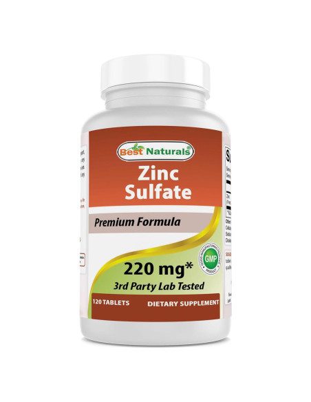 Sulfato de Zinc 220 mg Mejores Naturales 120 Tabletas Sin Gluten Sulfato de Zinc 220 mg Mejores Naturales 120 Tabletas Sin Gluten