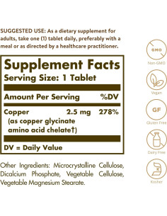 Solgar Cobre Quelado 100 Tabletas - Apoya Colágeno y Tejidos 2