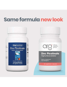 Suplemento Picolinato de Zinc Allergy Research Group 60 Cápsulas 2