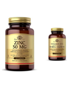Solgar Zinc 50 mg y Vitamina D3 250 mcg - 100 Tabletas