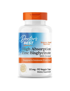 Zinc Bisglicinato 50mg Doctor's Best 90 Cápsulas Alta Absorción