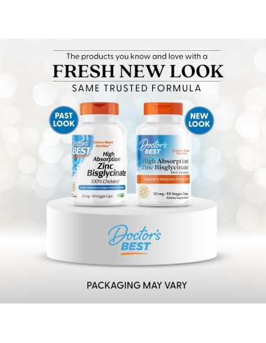 Zinc Bisglicinato 50mg Doctor's Best 90 Cápsulas Alta Absorción