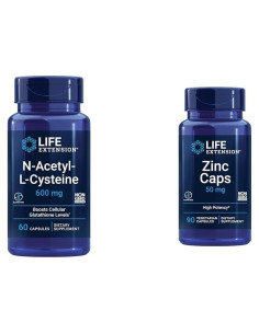 Life Extension N-Acetyl-L-Cysteine 600 mg + Zinc 50 mg 90 Cápsulas