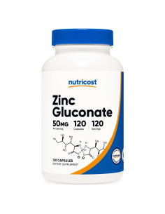 Gluconato de Zinc Nutricost 120 Cápsulas Vegetarianas 50mg