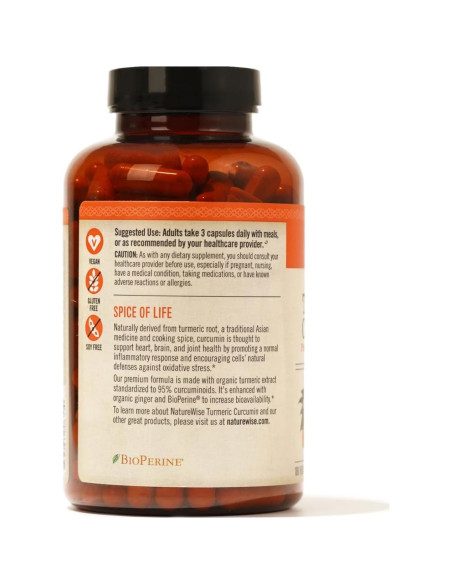 NatureWise Curcumina 2250mg con Bioperine - 180 Cápsulas Veganas
