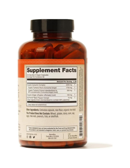 NatureWise Curcumina 2250mg con Bioperine - 180 Cápsulas Veganas