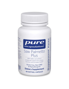 Saw Palmetto Plus Pure Encapsulations 60 Cápsulas para Salud Urinaria