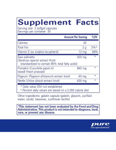 Saw Palmetto Plus Pure Encapsulations 60 Cápsulas para Salud Urinaria 2