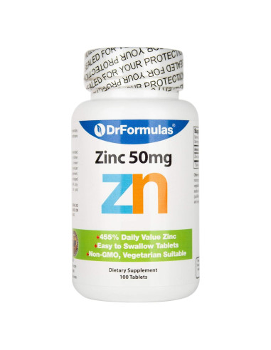 Suplemento de Zinc DrFormulas 50mg para Acné 100 Tabletas