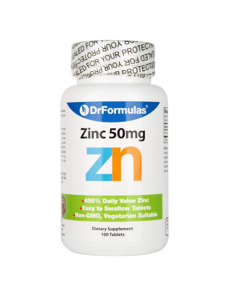 Suplemento de Zinc DrFormulas 50mg para Acné 100 Tabletas Suplemento de Zinc DrFormulas 50mg para Acné 100 Tabletas