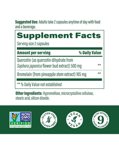 Suplemento Inmunológico MegaFood Quercetina 500mg con Bromelina - 60 Cápsulas Veganas Suplemento Inmunológico MegaFood Quercetina 500mg con Bromelina - 60 Cápsulas Veganas