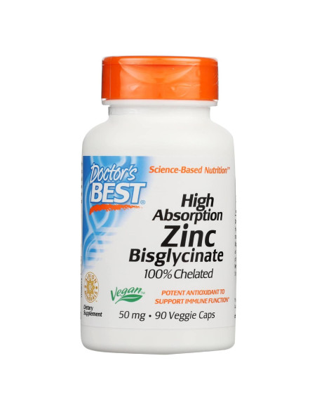 Zinc Bisglicinato Doctor's Best 50 mg 90 Cápsulas Veganas Zinc Bisglicinato Doctor's Best 50 mg 90 Cápsulas Veganas