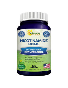 Nicotinamida 500mg con Resveratrol 100mg - 120 Cápsulas Veganas