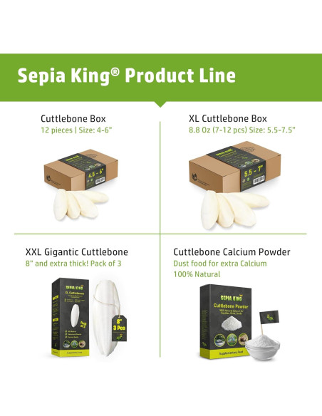 Cáscara de Sepia 100% Natural Sepia King - Paquete de 12