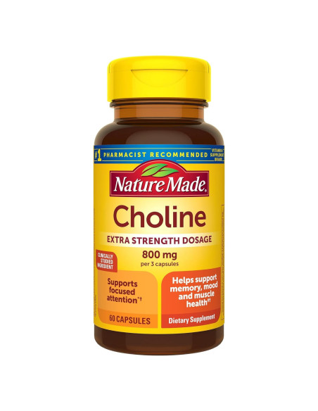 Nature Made Suplemento de Colina 800 mg Extra Fuerte 60 Cápsulas