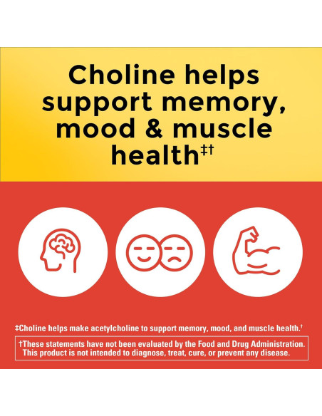 Nature Made Suplemento de Colina 800 mg Extra Fuerte 60 Cápsulas