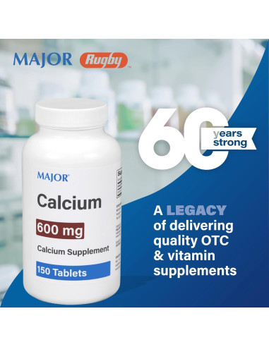 Tabletas de Calcio 600mg Major - Suplemento Dietético - 150 Unidades