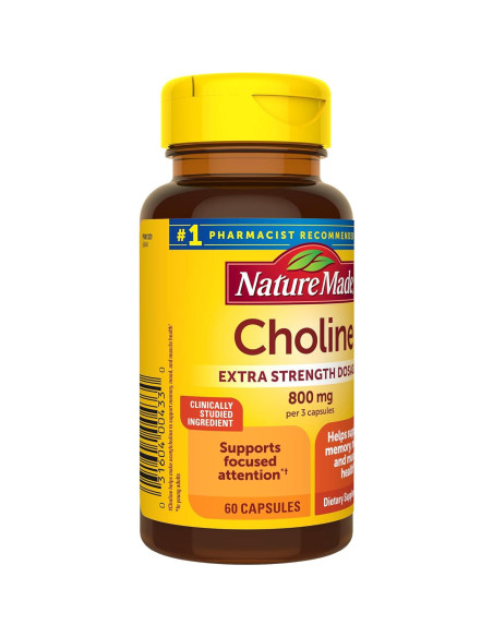 Nature Made Suplemento de Colina 800 mg Extra Fuerte 60 Cápsulas