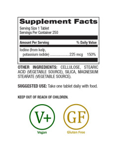 Suplemento de Algas Kelp Natural Nutra 225 mcg - 250 Tabletas 2