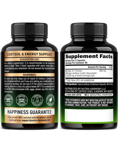 Cápsulas de Moringa Pura Nutra Harmony 180 Unidades 800mg