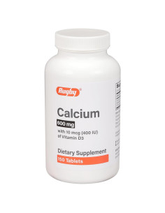 Tabletas de Calcio Rugby 600 mg con Vitamina D3 10 mcg - 150 Unidades