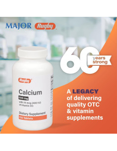 Tabletas de Calcio Rugby 600 mg con Vitamina D3 10 mcg - 150 Unidades 2