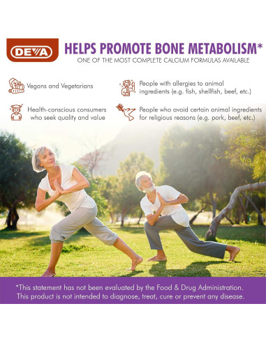 Suplemento Vegano DEVA Calcio y Magnesio 90 Tabletas x2