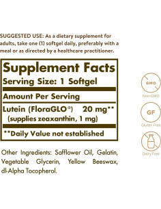 Solgar Luteína 20 mg - 60 Softgels Salud Ocular Sin Gluten 2