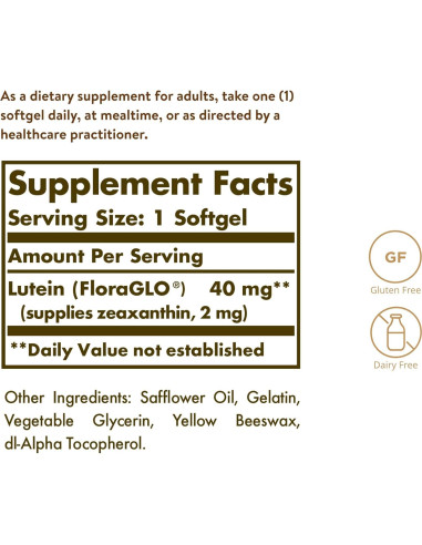 Solgar Luteína 40 mg 30 Cápsulas - Salud Ocular y Filtrado Luz Azul