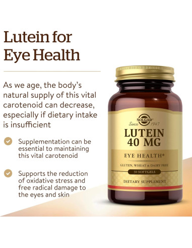Solgar Luteína 40 mg 30 Cápsulas - Salud Ocular y Filtrado Luz Azul