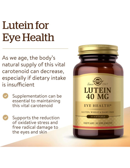 Solgar Luteína 40 mg 30 Cápsulas - Salud Ocular y Filtrado Luz Azul