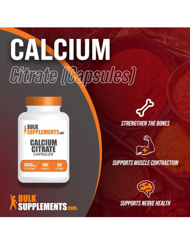 Cápsulas de Citrato de Calcio BulkSupplements 1000mg - 180 Unidades