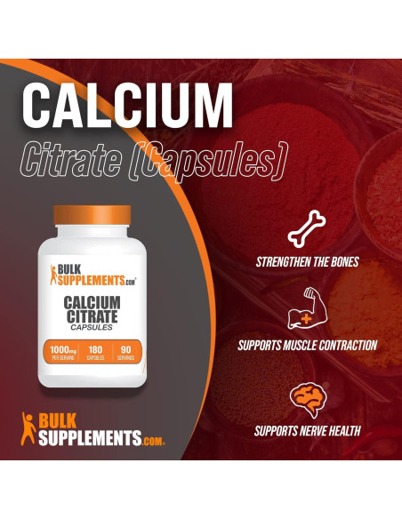 Cápsulas de Citrato de Calcio BulkSupplements 1000mg - 180 Unidades